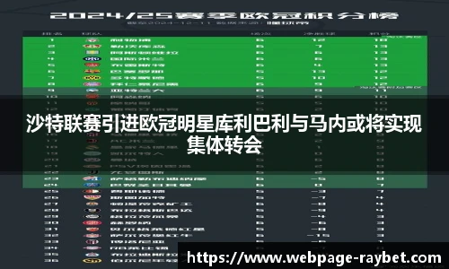 沙特联赛引进欧冠明星库利巴利与马内或将实现集体转会